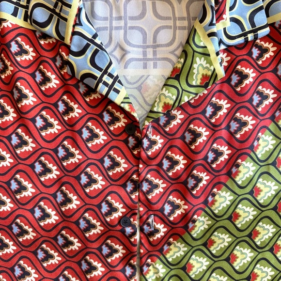 Multicolor Geometric Men's Button-Up Shirt - Picture 4 of 7